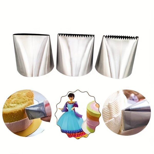 3pcs Boquillas de Acero Inoxidable Extra Grandes, Boquilla para Exprimir Crema de Azúcar