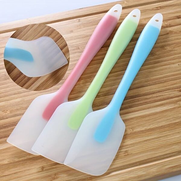 3 Piezas, Espátulas De Silicona Translúcidas, Raspadores Integrados Para Crema Y Pastel